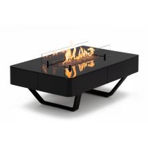 Planika – Tavolo Rio 2 in 1 con caminetto a gas – Potenza 5-8 kW – Uso esterno – Acciaio zincato e vetro