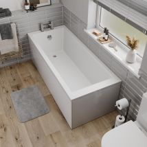 1600x700mm Single Ended Straight Bath With Acrylic White Front And End Panels
