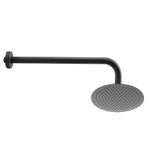 Set Soffione Doccia Tondo Jacuzzi Da 30 Cm In Acciaio Inox Ultrapiatto E Braccio Doccia Tondo Da 40 Cm Nero Opaco