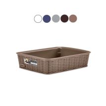 Cesto Elegance Moka – 36 cm x 26 cm x 6 cm – Polipropileno – Apilable – Acabado efecto satinado
