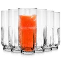 Set aus 6 hohen Gläsern 380 ml dickes, klares Glas ideal für Wasser, Limonade, Cocktails, Säfte
