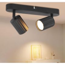 Schwarze Led-deckenleuchte Mit 2 Spots, Gu10-leuchtmittel, 350° Verstellbar, Max. 50 Watt Pro Spot, Wandleuchte Für Den Innenbereich, Geeignet Für 