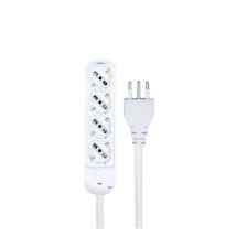 Multipresa Ciabatta Elettrica A 4 Posti 4 Prese Bipasso Schuko 10a/16a Con Interruttore E Spina 10a Cavo 1.5 Metri Bianco