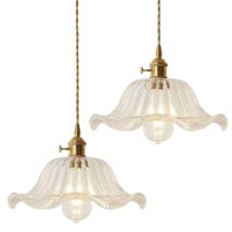 Industrial Vintage Pendant Lamp Glass Metal Ceiling Hanging Light Adjustable Chandelier For Loft Kitchen Coffee Transparente 2pcs