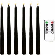 Ousudela - 6 Pieces Series Black Twinkle Flameless Taper Candles With 10 Key Remote Timer, Battery Operated Led Candlesticks Window Candles