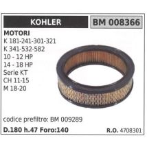 Filtro De Aire Kohler Tractor De Césped K 181 241 301 321 532 582 008366