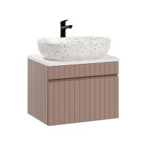 Waschtisch 60 cm Zelie – Rosa – 1 Schublade – MDF – Keramikwaschbecken – 60 x 41 x 13 cm – 19 kg