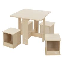 Joyz - Gruppo Di Sedute Per Bambini Con 1 Tavolo E 4 Sgabelli Set Di Tavolo Da 5 Pezzi In Legno Set Di Mobili Sedie Con Vano Portaoggetti Tavolo Per 