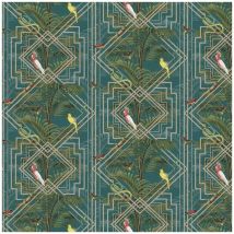 Holden Decor Akello Turquoise Premium Wallpaper Geometric Gold Pattern Jungle