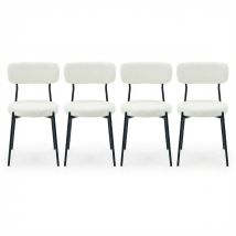 Grayson Boucle Dining Chairs Set Of 4 Stackable Accent Chairs With Cushioned Seat And Black Legs