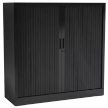 [jamais Utilise] Armoire Basse À Rideaux De Bureau Mti 2 Tablettes Corps Et Rideaux Noir 120x105x43cm - Amr1210-nr