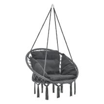 Hängesessel Kailua Max. 150 Kg Indoor Outdoor Mit Kissen Dunkelgrau Casa.pro