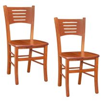2 Sillas Amelia De Cerezo Con Asiento De Madera Maciza