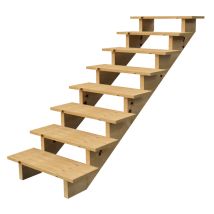 Holztreppe Höhe 139cm 8 Stufen, Breite 60cm, Ohne Setzstufen