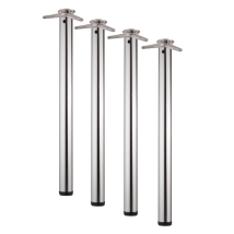Quellmalz - 4er Set Tischbein / Stützfuß - Edelstahloptik, Ø 6 Cm X 87 Cm, Höhenverstellbar
