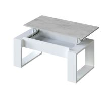 Mesa De Centro Elevable Nova Blanco Artik (blanco Mate) - Gris Cemento 105cm (ancho) X 45–54cm (alto)