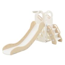 Joyz Kinderrutsche 3 In 1, Weiß-beige, Kunststoff, Spielturm Set Indoor & Outdoor, Kinder Spielzeug Mit Rutsche Und Basketballkorb, Ab 3 Jahren, 