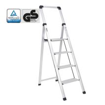 Alu Trittleiter 4-stufig Silber Klappbar Mit Handlauf 150 Kg Tüv Gs