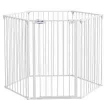 Pawhut - 2 In 1 Dog Pen, Safety Pet Gate Dog Playpen Foldable For Medium Dogs 6 Panel