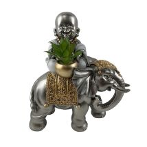 F.lli Facchinetti - Signes Grimalt Figura De Buda Figuras Figura Monje Budas Plateado 10x18x20cm 31439