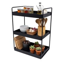 Relaxdays Gewürzregal, 3 Etagen, Platzsparend, Küchenorganizer, Hbt: 44 X 26 X 18 Cm, Bad Organizer, Metall, Schwarz