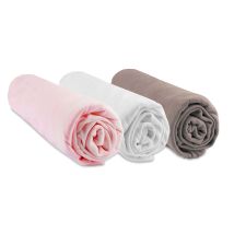 Easy Dort - Set Di 3 Fodere Bambù – 60 X 120 – Rosa Bianco Tortora