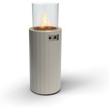 Planika Bino - Calefactor De Terraza, Columna De Fuego, Chimenea De Gas Propano O Glp, Altura 102 Cm, 8 Kw, Color Gris Seda + Funda Protectora