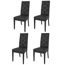 T M C S - Tommychairs 4 Chantal Chairs In Beech, Seat In Black Faux Leather