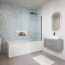 Mampara de baño izquierda negra – Vidrio 8mm – Aluminio – Altura 140cm – Ancho 80cm – Certificación CE