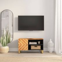 Jinlefu - Mueble De Tv Madera De Mango Marrón Negro 80x31,5x46 Cm Vidaxl