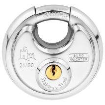 Burg Wächter Vorhängeschloss Circle 21 80 – Edelstahl – 80 mm Breite – 11,8 mm Bügelstärke – 2 Schlüssel – Korrosionsbeständig