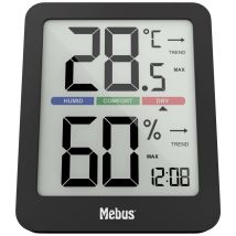 Termoigrometro senza fili Mebus – 11115 – Monitoraggio temperatura e umidità – Display digitale – Colore nero e grigio