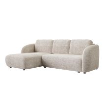 Alanya - Canapé D'Angle Convertible Avec Coffre En Tissu Beige - Angle Gauche