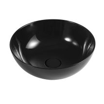 Schlankes schwarzes Aufsatzwaschbecken H.140 – Durchmesser 145 mm – DianFlex-Material – Keramikwaschbecken ohne Ablaufgarnitur