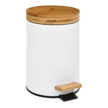 Andrea House - Treteimer Weiß Mit Bambusdeckel 3l Ø17x26cm