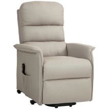 Poltrona Alzapersona Elettrica Reclinabile Con Poggiapiedi, Telecomando E Tasca Beige