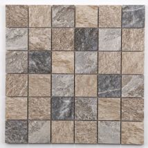 Mat Inter – Lot De Mosaïque Porcelaine Imitation Pierre De Bali - 0,79 M² - 298×298×9,5 Mm (carreaux 48×48 Mm) - 9 Feuilles