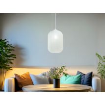 Fan Europe - Pendelleuchte Ashford Relief Kristall Milchglas Transparent Weiß, Ø 20cm