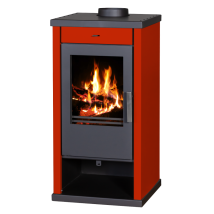 Holzofen Vanessa Lux – 9 Kw – Bordeauxfarbene Seitenwände Und Elegantes Design – Energieklasse A