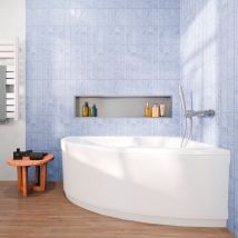 Siko - 140x95 Cm Laguna Luiza Platzsparende Eckbadewanne Aus Acryl, Gerade + Schürze 140 Cm + Füße, Weiß (lu1400p-set1)