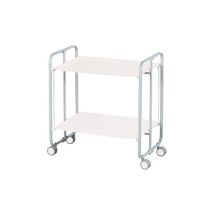 Carrito de té plegable gris y blanco – Estructura de acero – Dimensiones abierto: 72 x 65,5 x 43 cm