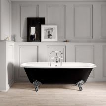 Vasca Da Bagno Freestanding In Ghisa Stile Classico Con Piedini Plymouth Nera 170 Cm Piedini Cromati