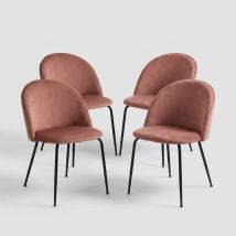 Set 4 Sedie Imbottite In Velluto Per Cucina E Soggiorno Daven - Rosa