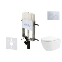 Kielle Genesis New - Set Bâti-support, Wc Oudee, Vortex Rimless+, Abattant Softclose Et Bouton-poussoir Gemini New Ii, Chrome Brillant 30528sz23