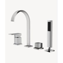 Lookshop - Grifería Para Bañera Classic De Instalación Sobre Encimera Con Mango De Ducha De 4 Orificios - Cromo