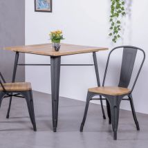Table de salle à manger Bistro Light Legs – Acier noir – Bois d'orme massif – Style industriel vintage