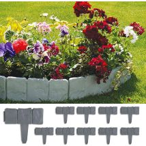 Borde De Jardín De 5 M, Valla De Césped Con Efecto Piedra, 20 Unidades, Gris, Decorativo