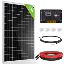 Eco-worthy 170w 12v Monokristallines Solarpanel Kit Solarmodul Mit 30a Laderegler + 5m Solaradapter-kit + Z-halterungen, Netzunabhängig, Geeignet Für 