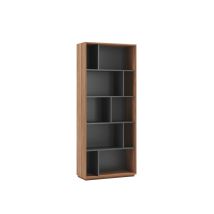 Estantería Librería, Colección Nack, Con 5 Niveles De Altura En Melamina Color Nogal-grafito