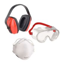Set de protección auditiva y visual 3 piezas - Casco antirruido SNR 29dB - Gafas de seguridad - Conformidad CE